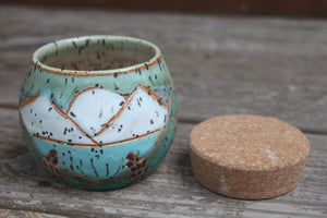 Carved Lupine Lover Ocean Horizon Jar with Cork