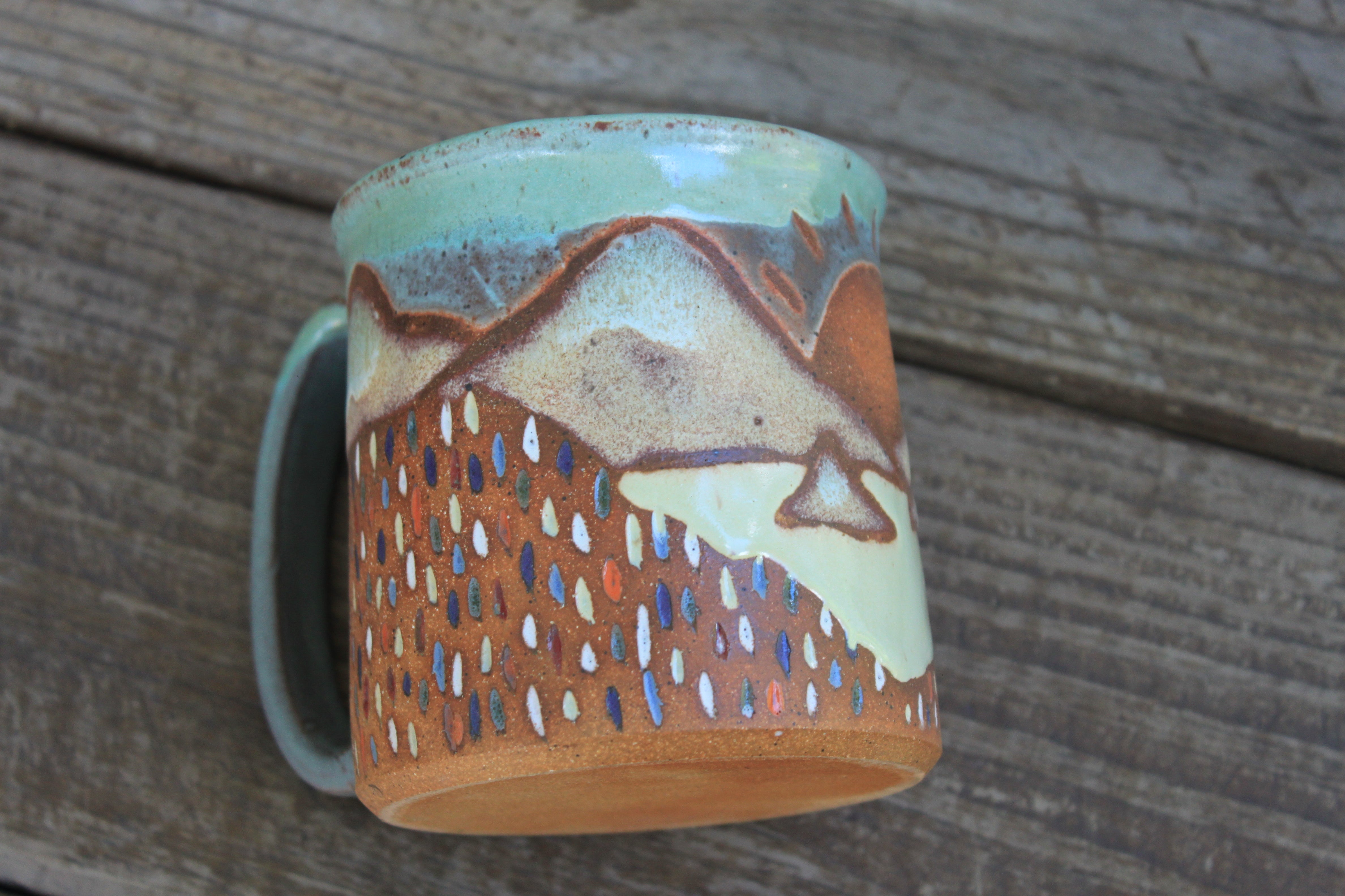 Wildflower Fields and Sunny Lake Days Carved Mug, 17 oz