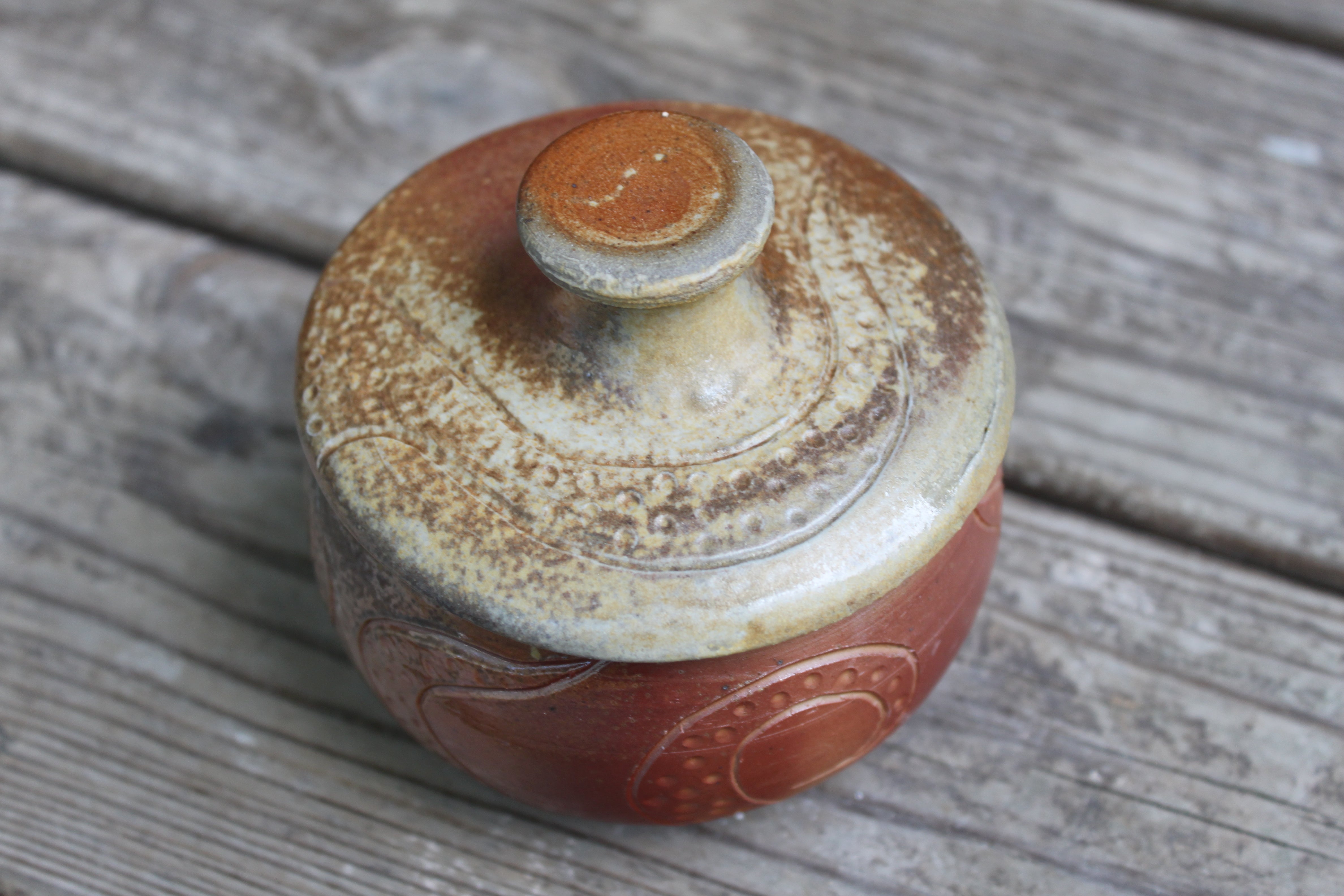 Wood Fired Octopus Adventures Carved Lidded Jar