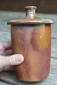 Wood Fired Garden Party Carved Lidded Jar