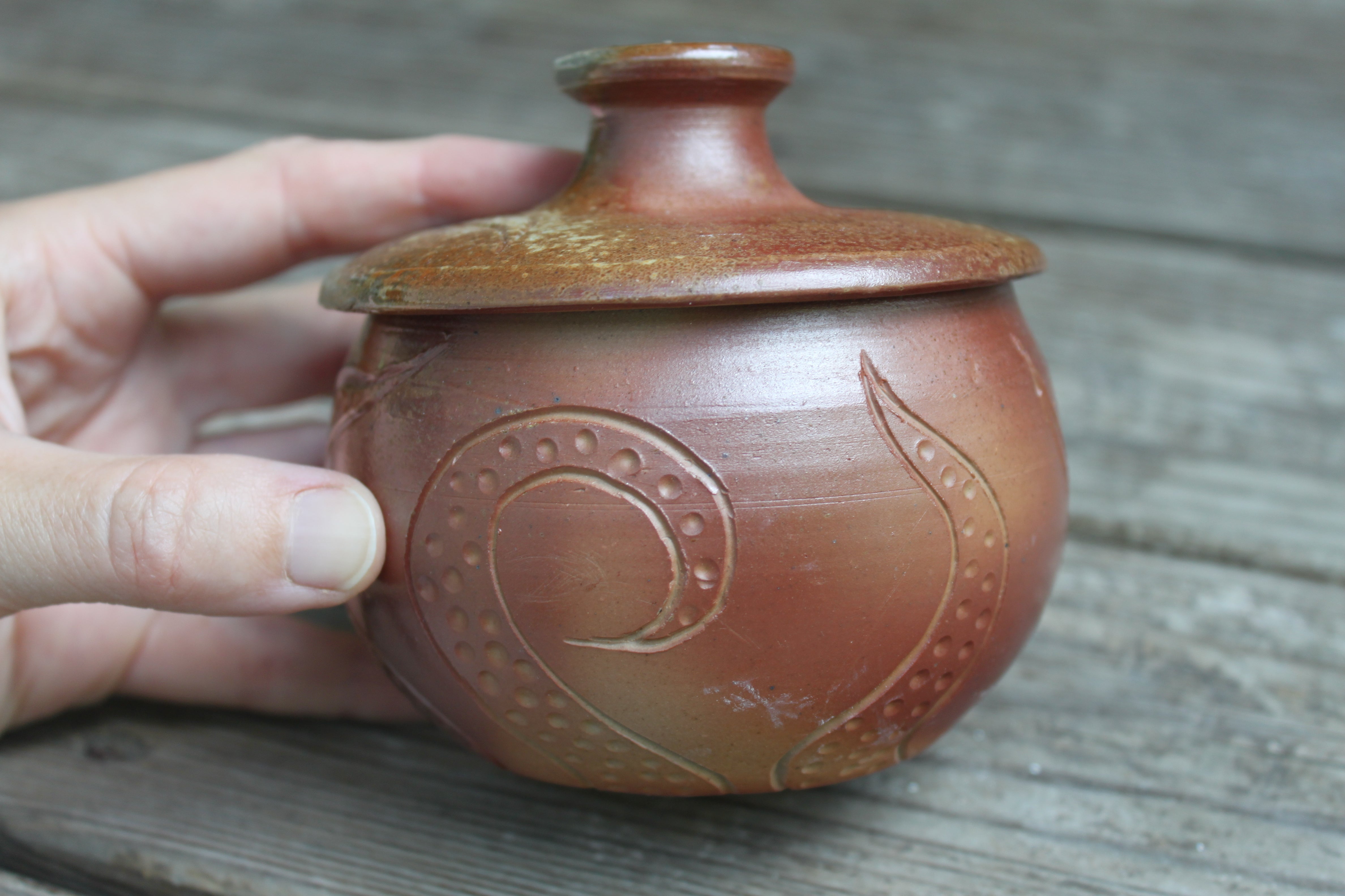 Wood Fired Octopus Adventures Carved Lidded Jar