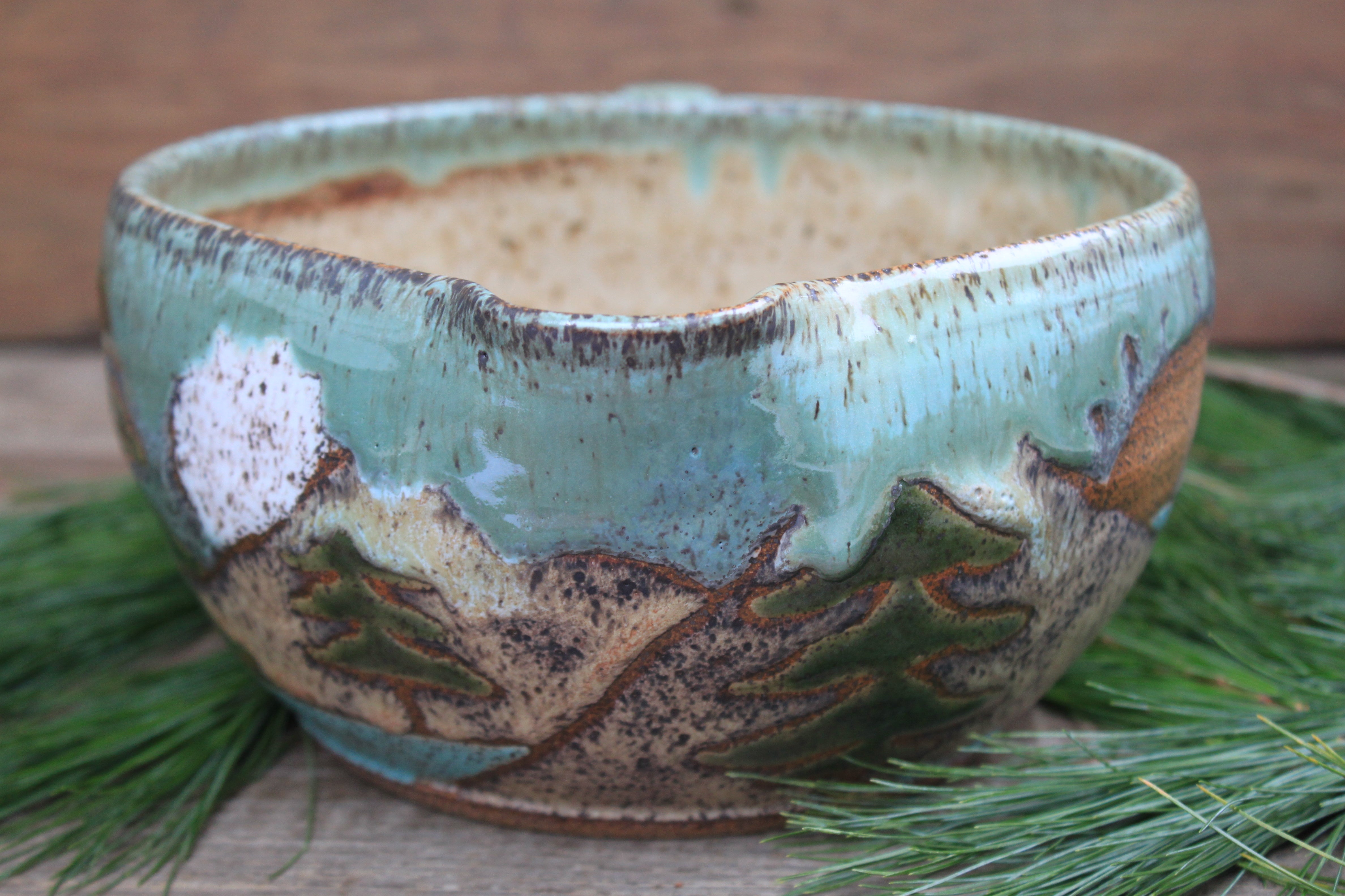 Rolling River Forest Day and Night Handled Mixing Bowl