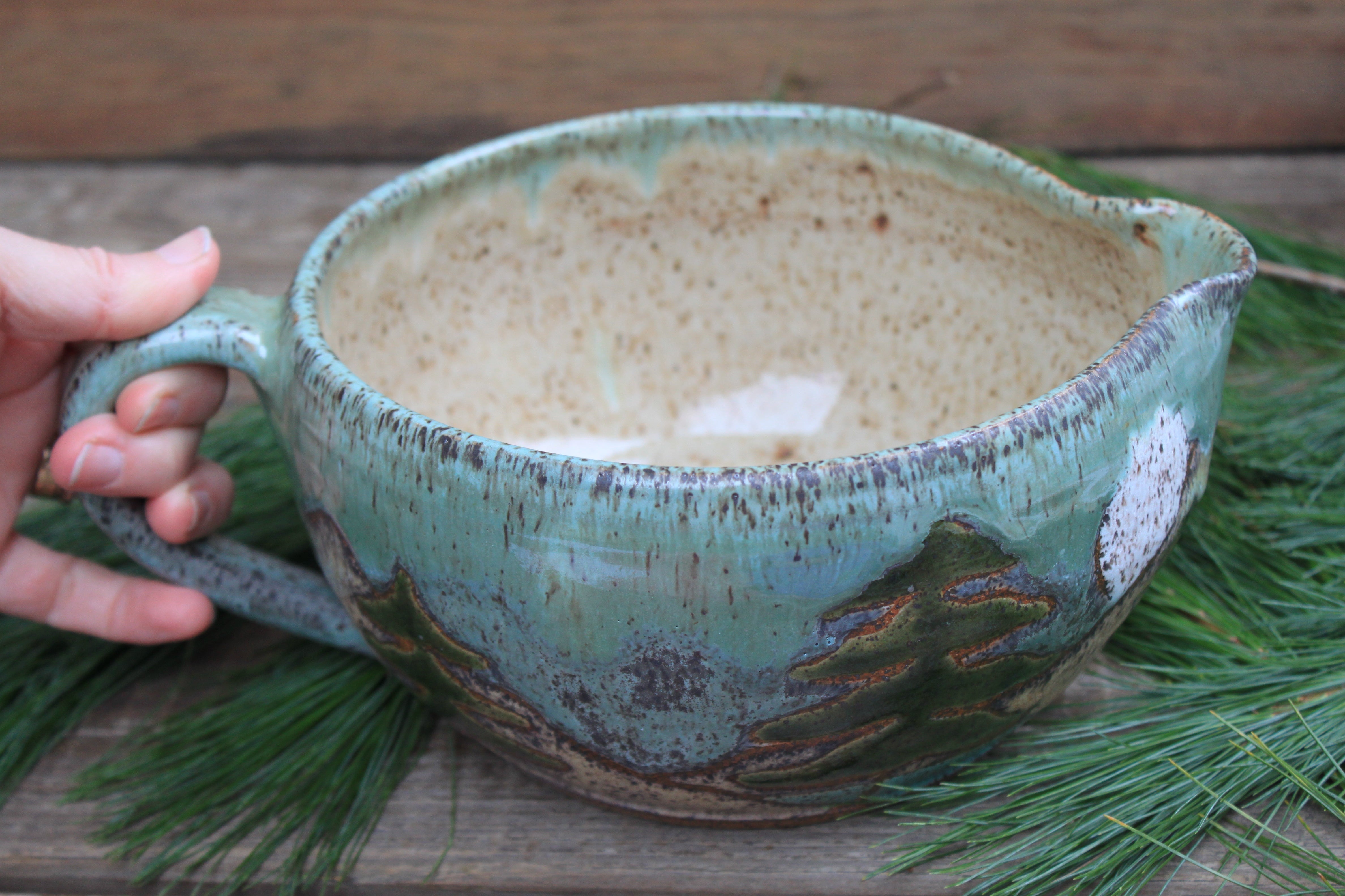 Rolling River Forest Day and Night Handled Mixing Bowl