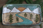 Load image into Gallery viewer, Distant Snowy Mountains Rolling River Tray
