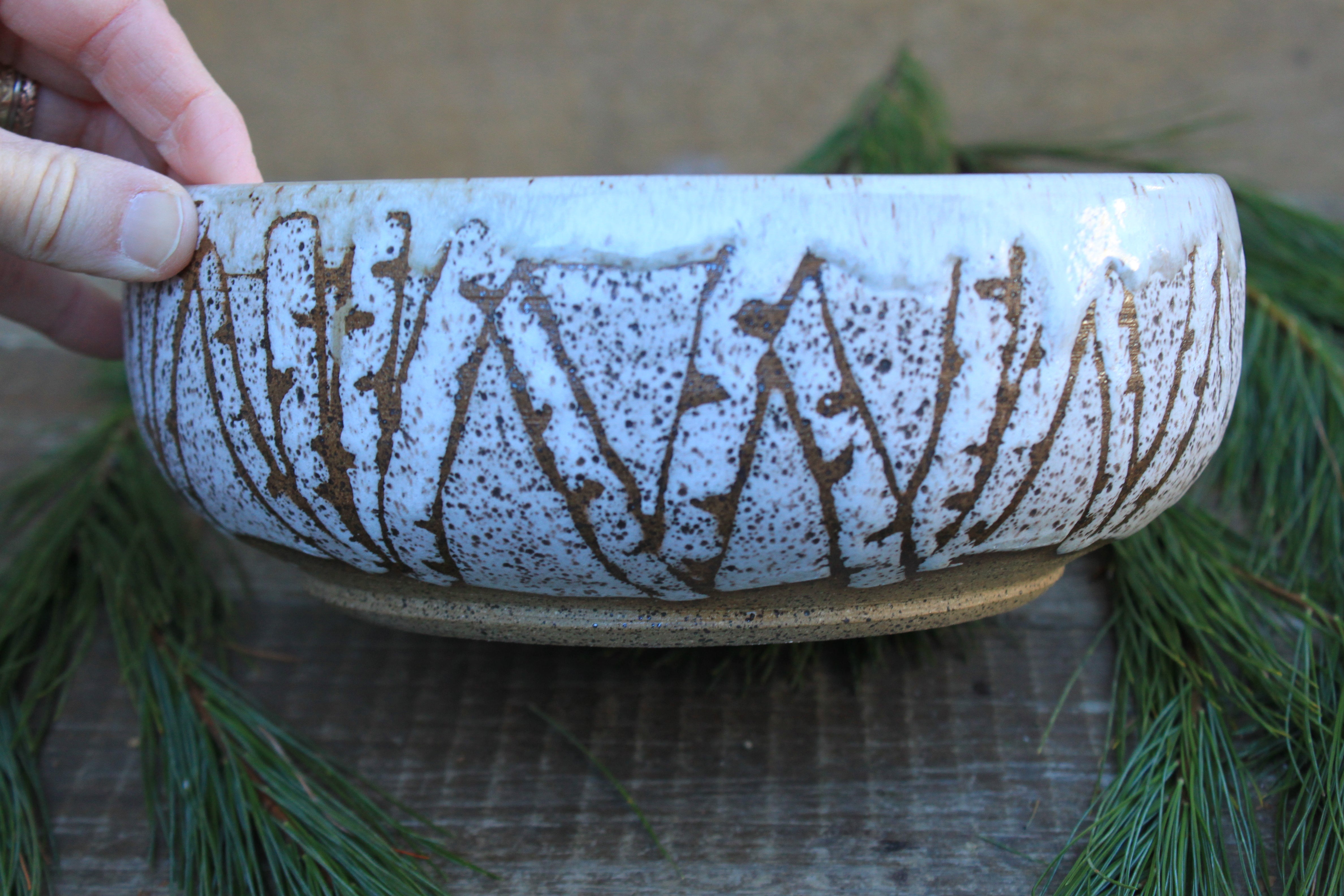 Snowy Birch Grove Serving Bowl