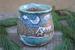 Snow Day Cabin in a Lakeside Forest Mug, 19.5 oz