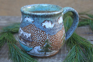 Snow Day Cabin in a Lakeside Forest Mug, 19.5 oz