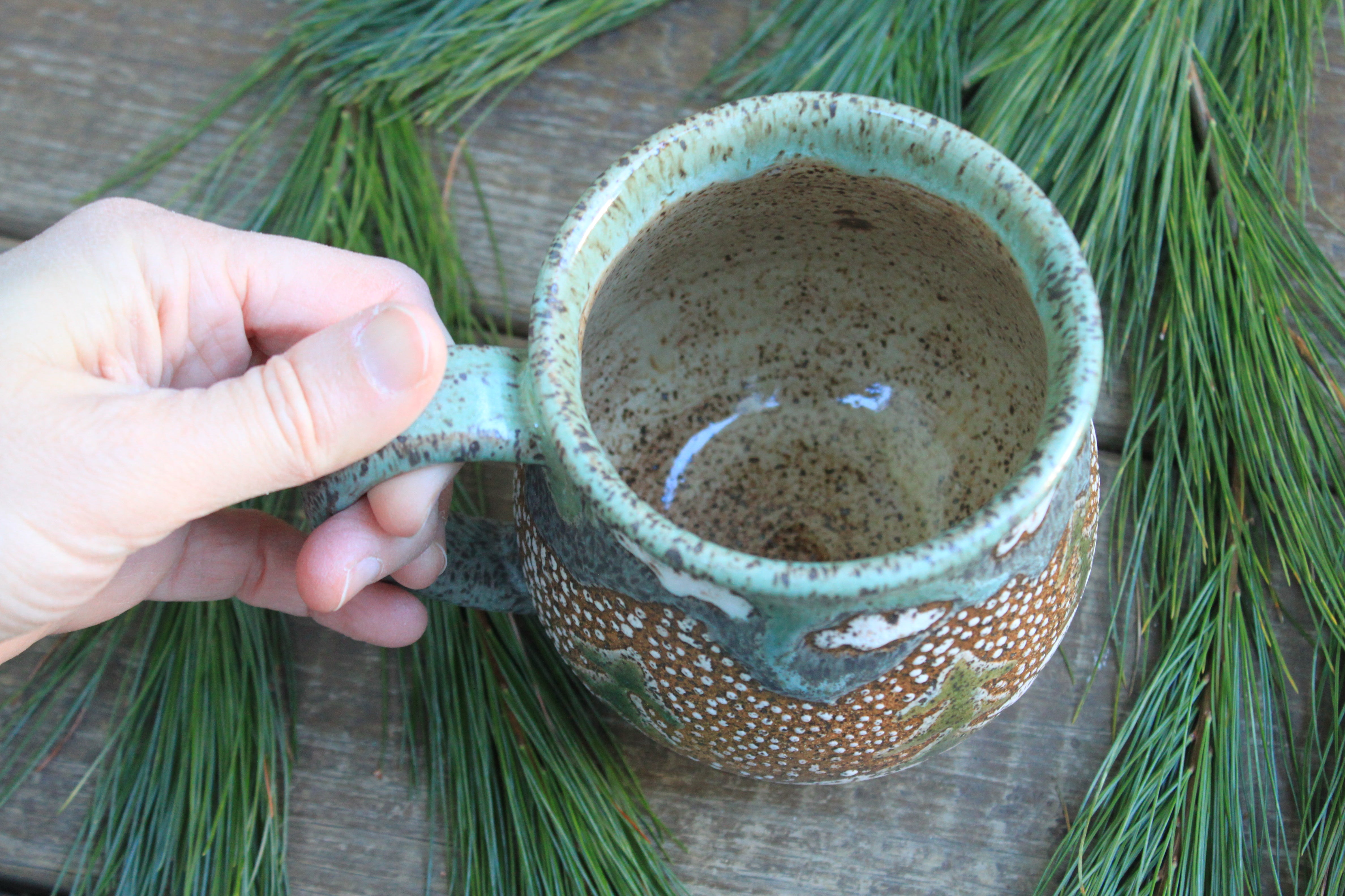 Snow Day Cabin in a Lakeside Forest Mug, 19.5 oz