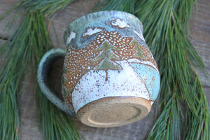 Snow Day Cabin in a Lakeside Forest Mug, 19.5 oz