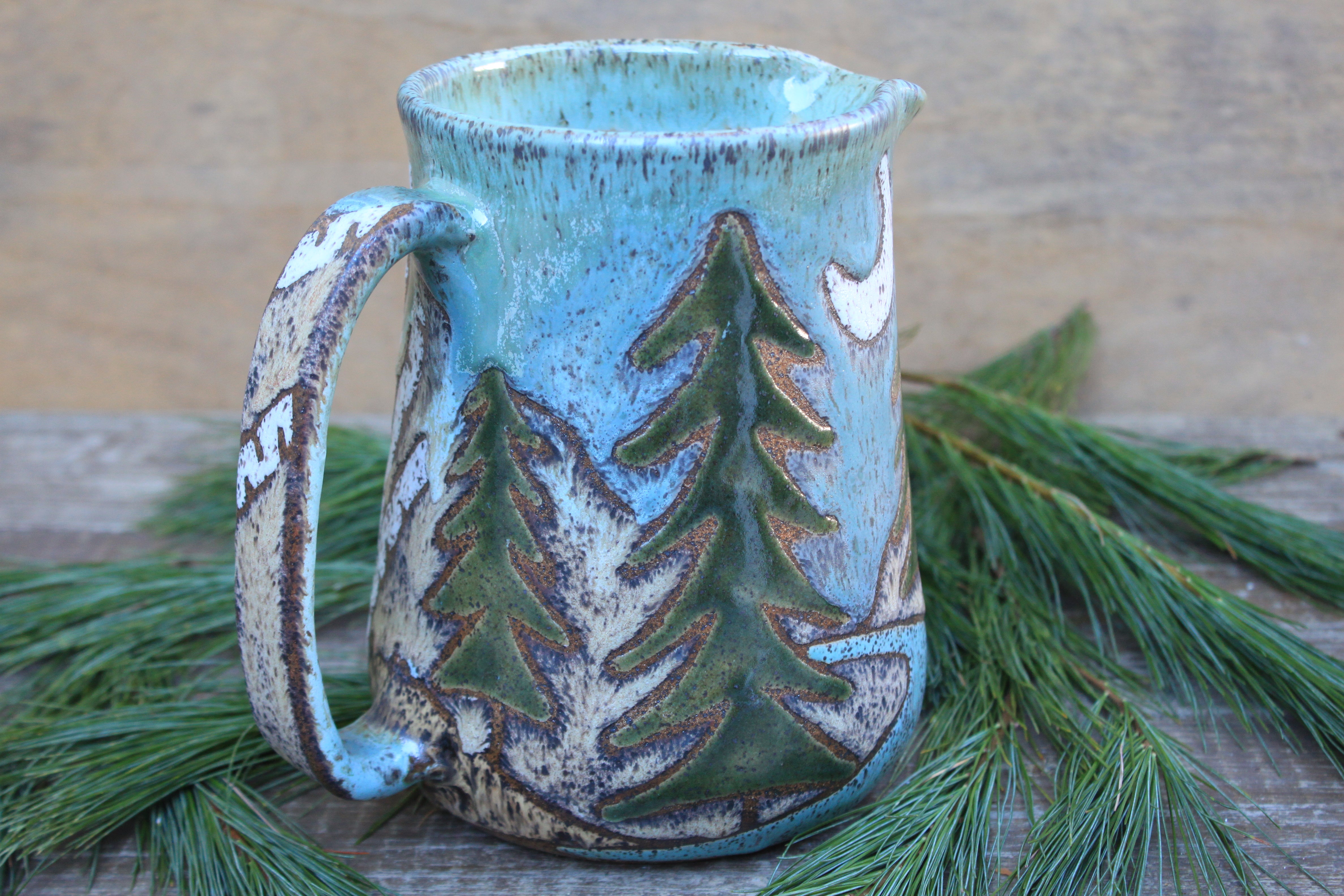 Birch and Evergreen Forest Pitcher, 53 oz