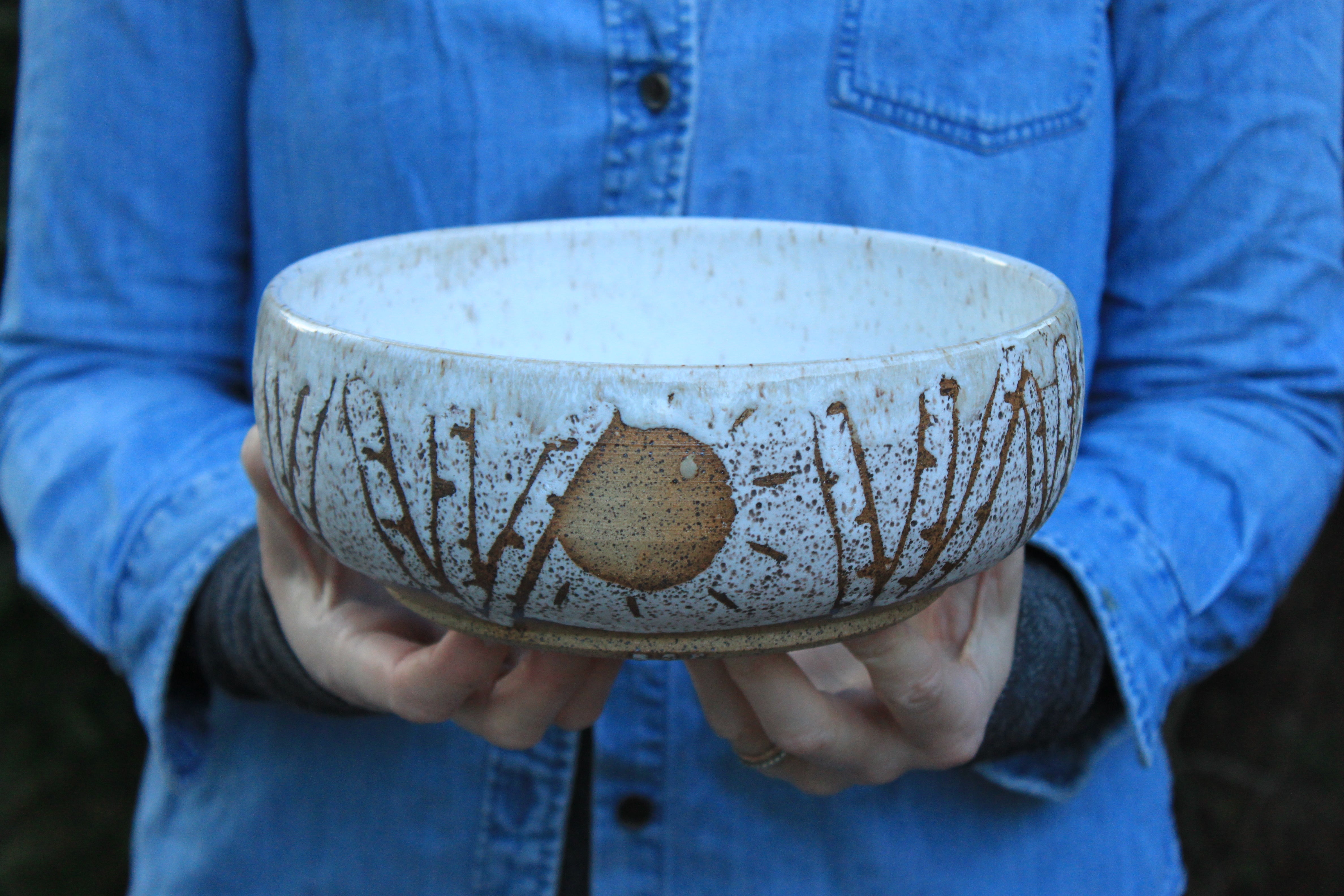 Snowy Birch Grove Serving Bowl