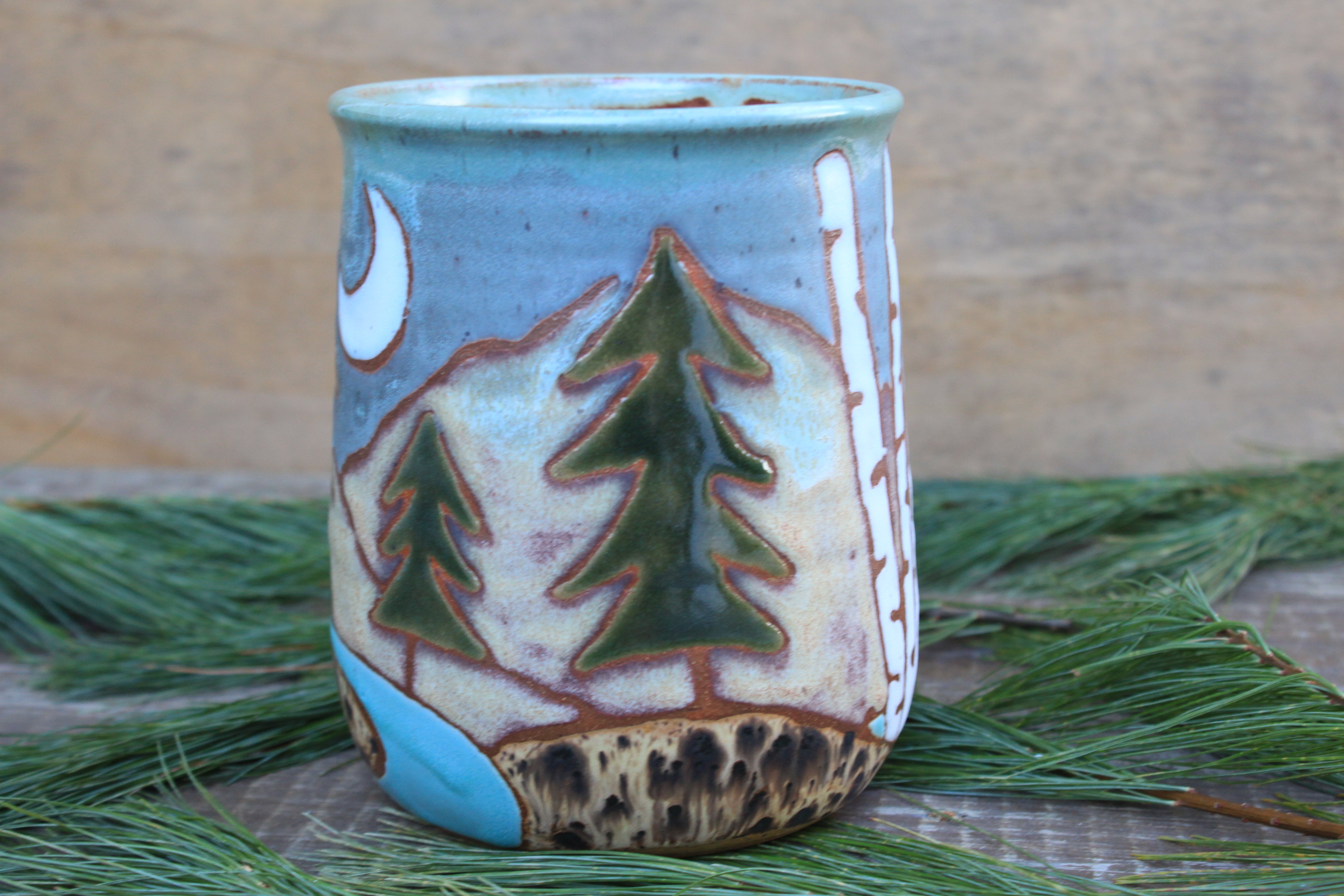 Birch Trees and Evergreens Utensil Jar