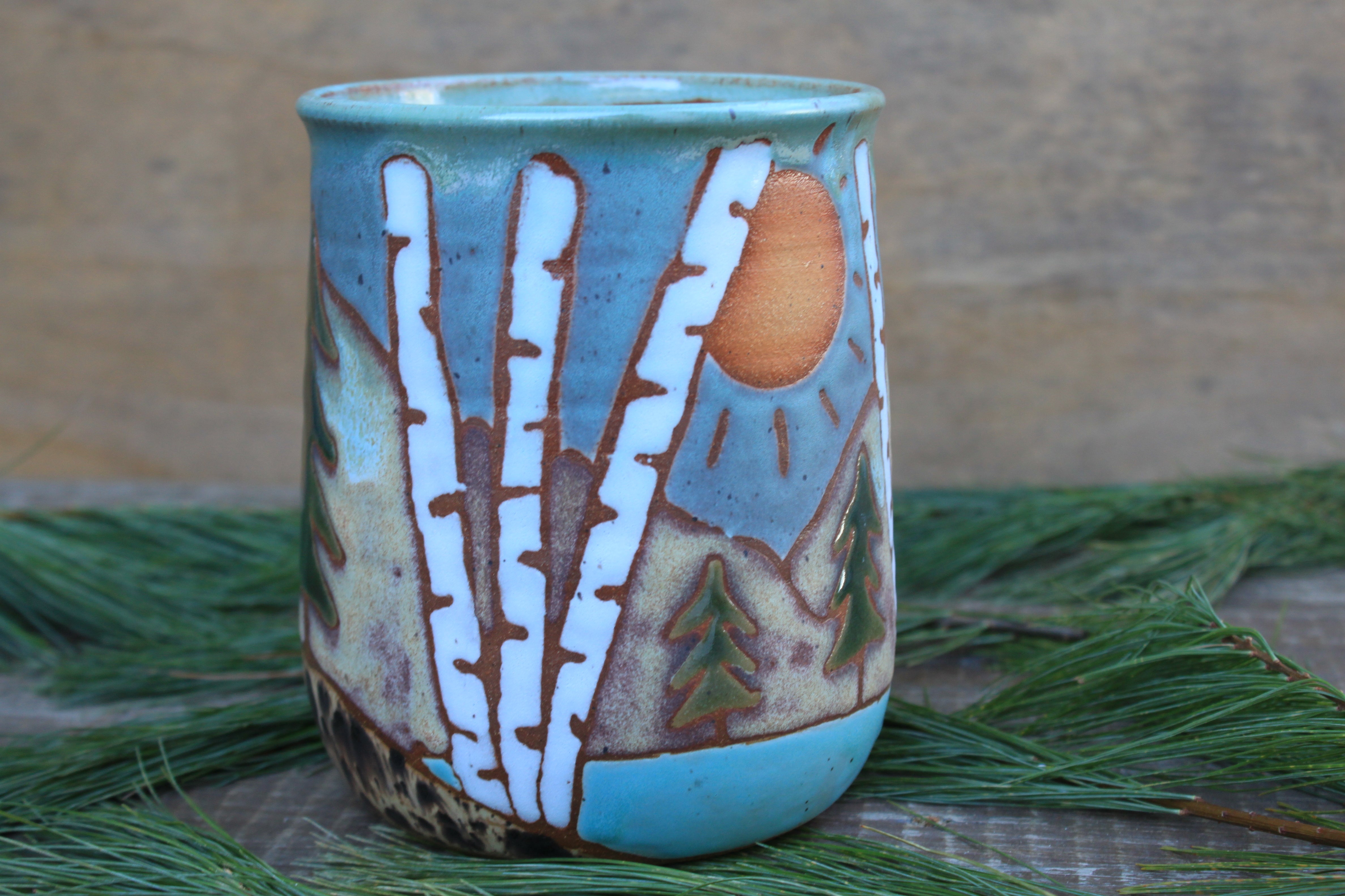 Birch Trees and Evergreens Utensil Jar