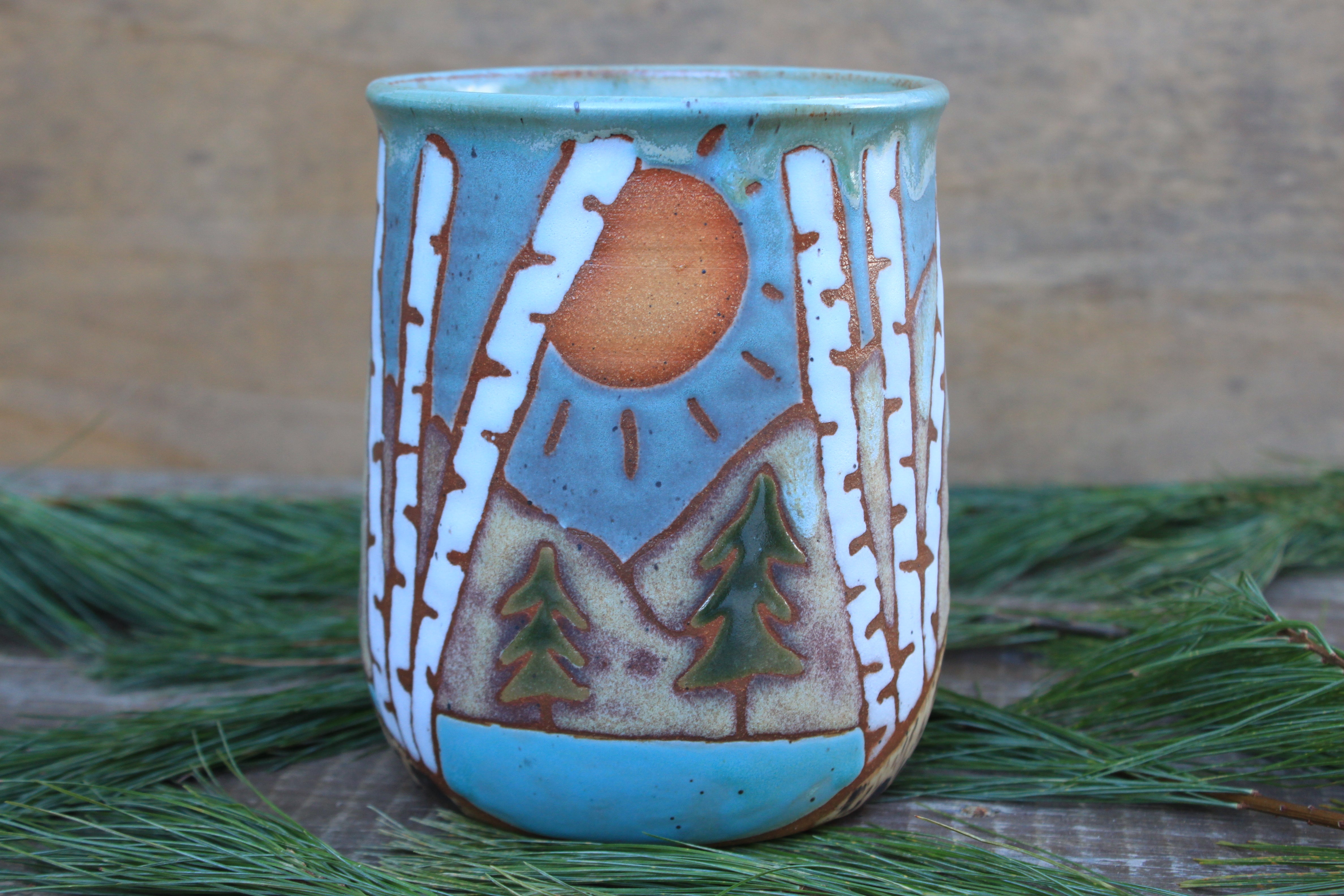 Birch Trees and Evergreens Utensil Jar