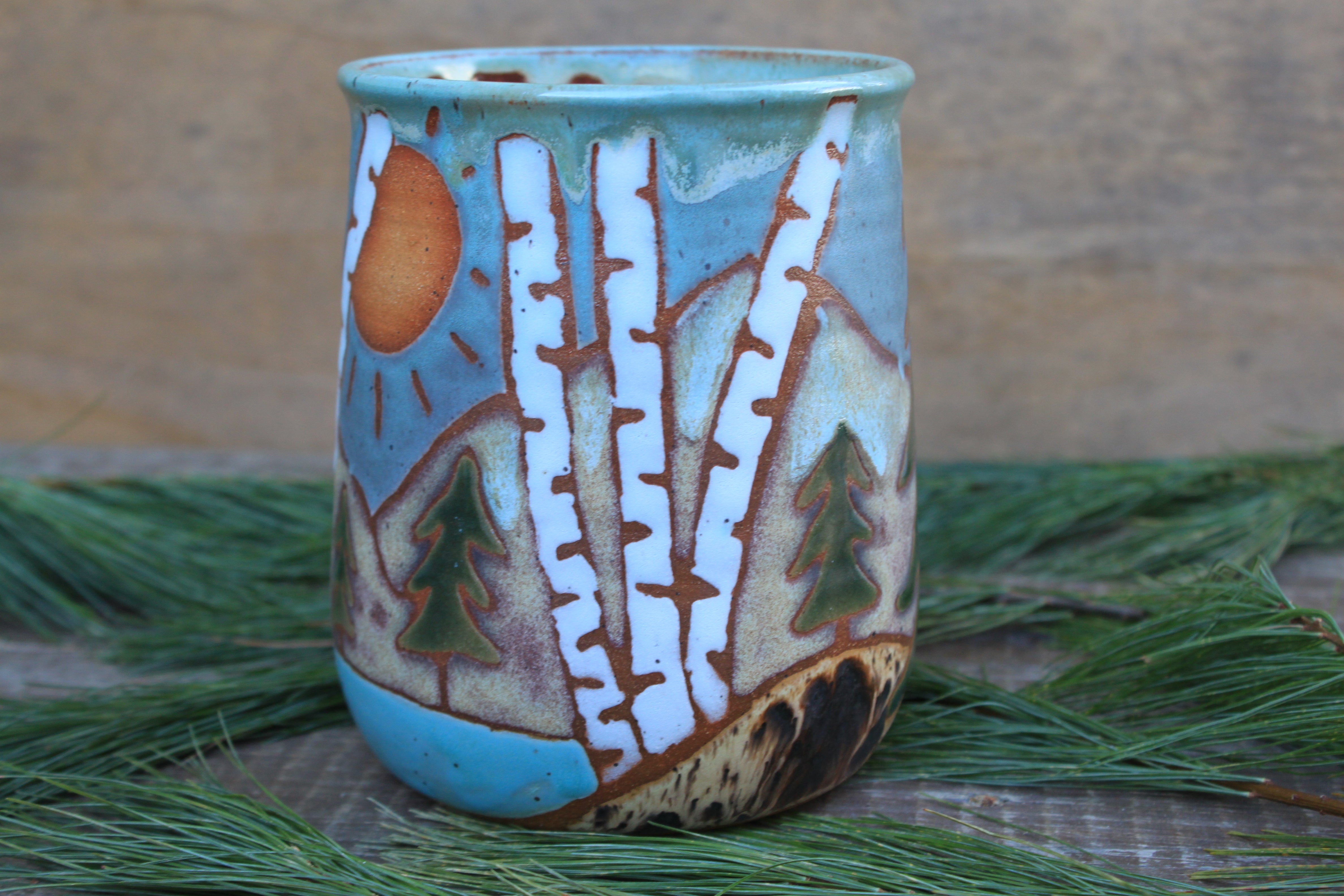 Birch Trees and Evergreens Utensil Jar