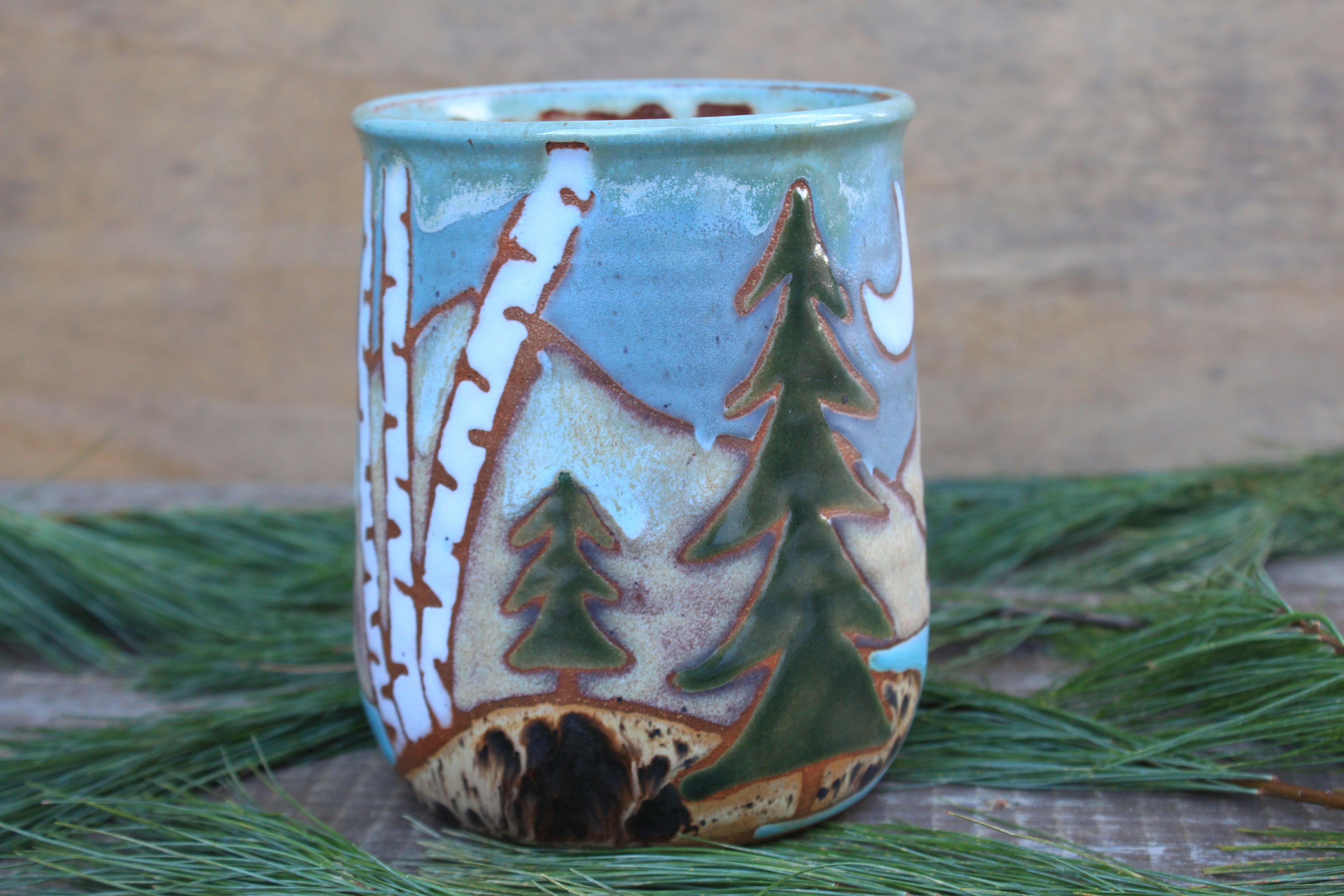 Birch Trees and Evergreens Utensil Jar