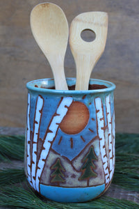 Birch Trees and Evergreens Utensil Jar