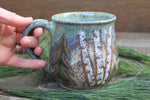 Load image into Gallery viewer, Birch Trees and Evergreen Days Mug, 19 oz

