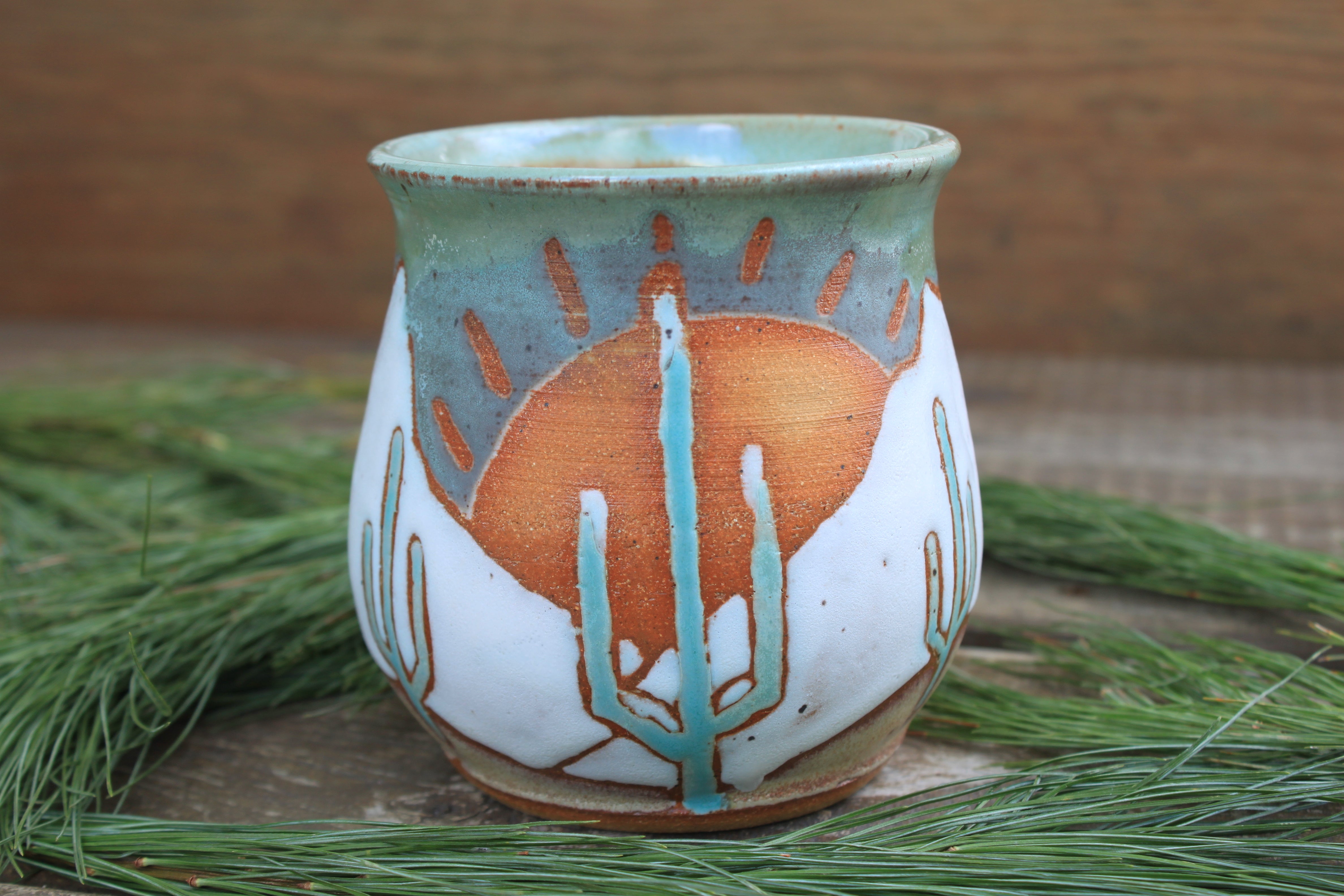 Snowy Desert Mountain Sunset Mug, 18 oz