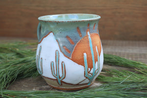 Snowy Desert Mountain Sunset Mug, 18 oz