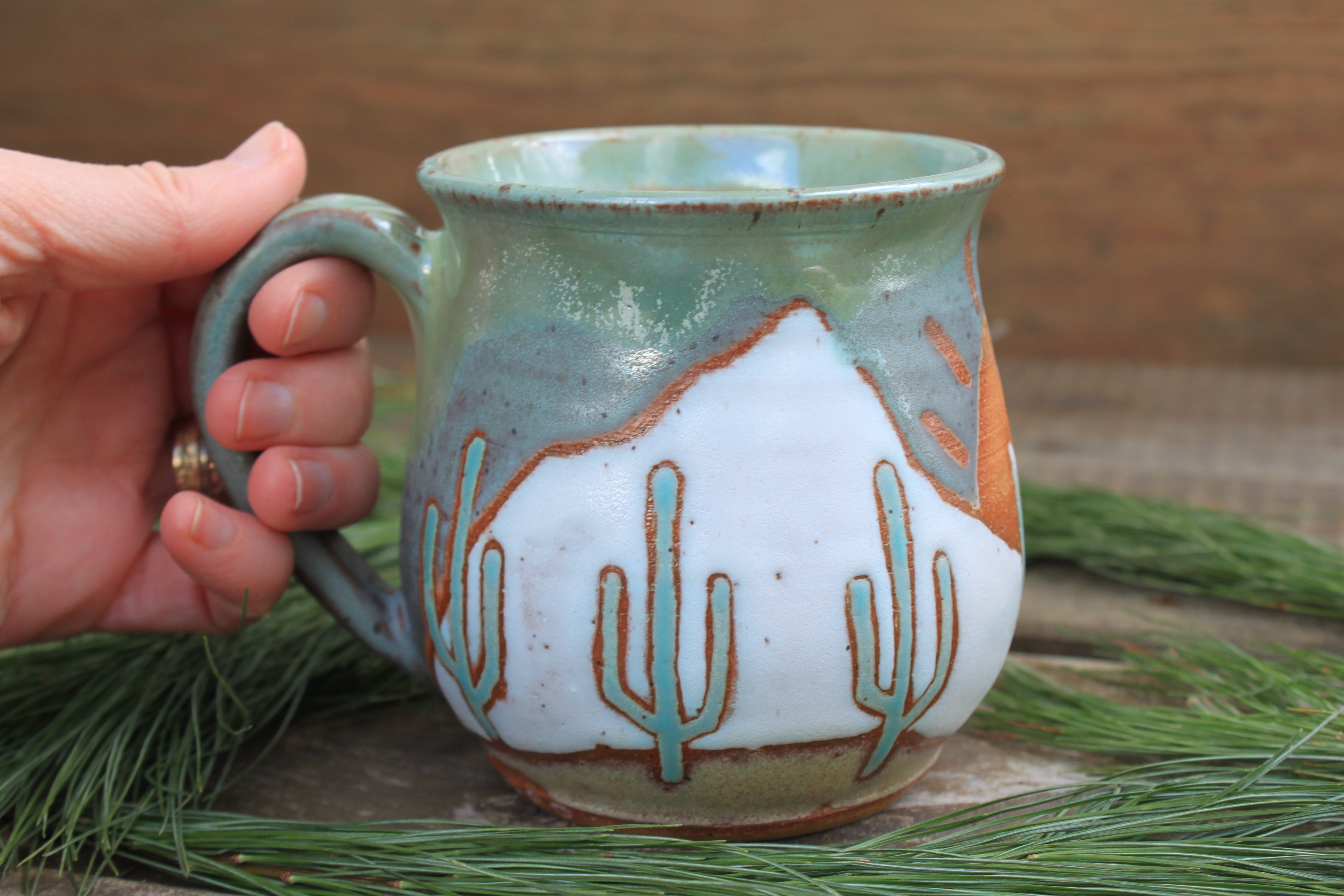 Snowy Desert Mountain Sunset Mug, 18 oz