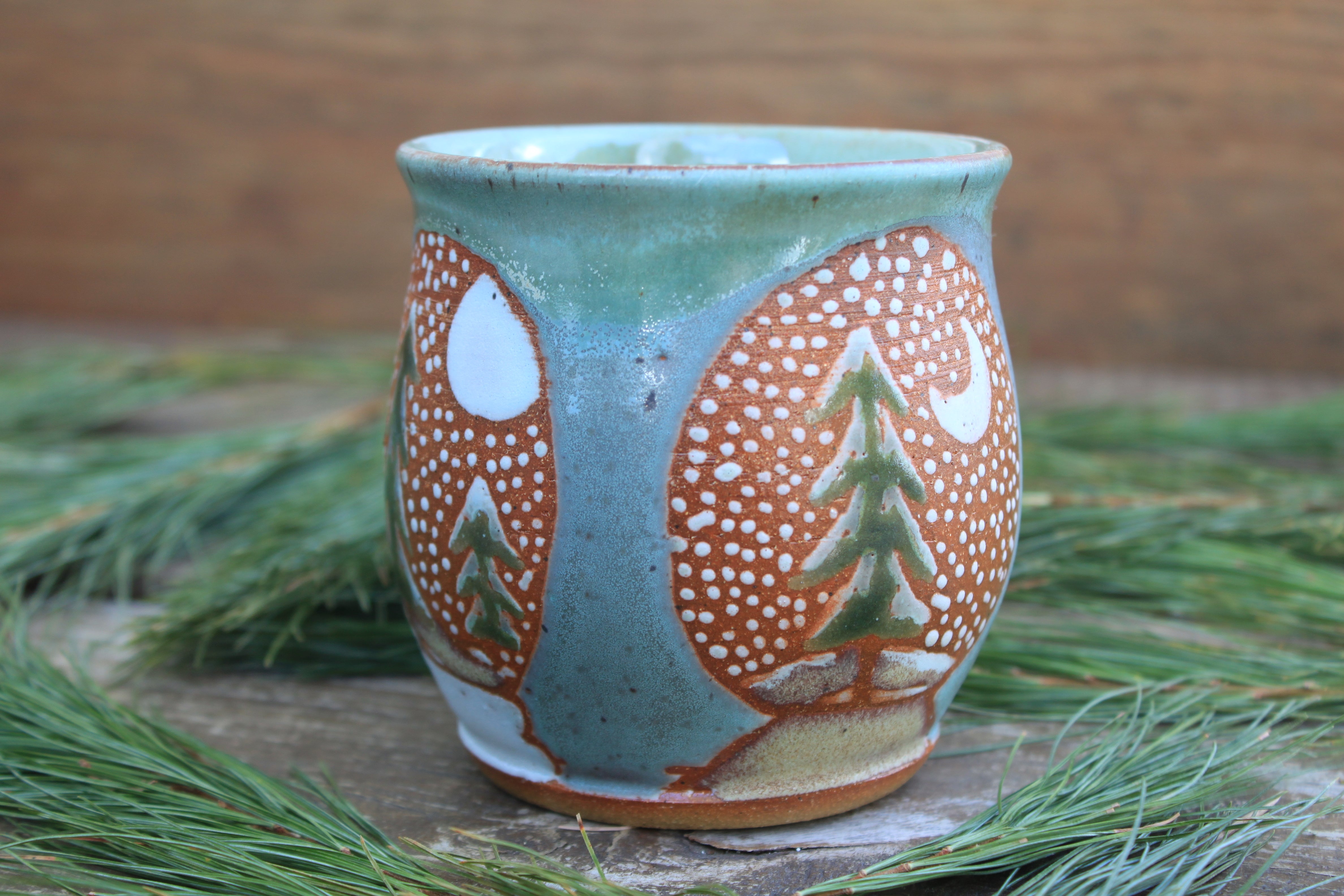 Evergreen Forest Snow Globe Dreams Mug, 16 oz