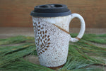 Load image into Gallery viewer, Snowy Foliage Carved Handled Travel Mug, 16 oz
