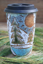 Load image into Gallery viewer, Seconds Sale! Birch Trees and Evergreen Days Handled Travel Mug, 18 oz
