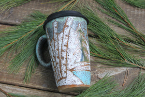 Seconds Sale! Birch Trees and Evergreen Days Handled Travel Mug, 18 oz