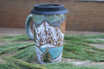 Load image into Gallery viewer, Snowy Cabin Forest Days Carved Handled Travel Mug, 17 oz
