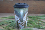 Load image into Gallery viewer, Snowy Cabin Forest Days Carved Handled Travel Mug, 17 oz
