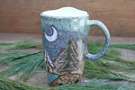 Load image into Gallery viewer, Cabin Forest Nights Carved Handled Carved Travel Mug, 15 oz
