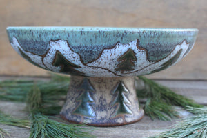 Evergreens and Glacial Lake Days Pedestal Bowl