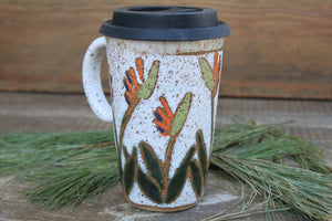 Tropical Bird of Paradise Handled Travel Mug, 16 oz