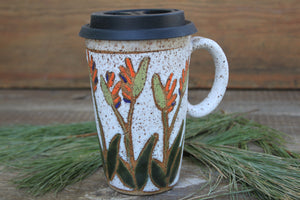 Tropical Bird of Paradise Handled Travel Mug, 16 oz