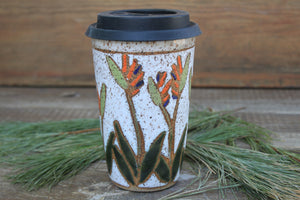 Tropical Bird of Paradise Handled Travel Mug, 16 oz