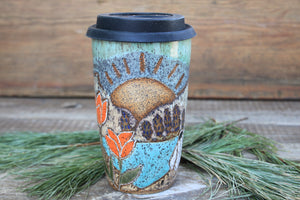 Wildflower Fields and Glacial Lake Carved Travel Mug, 20 oz