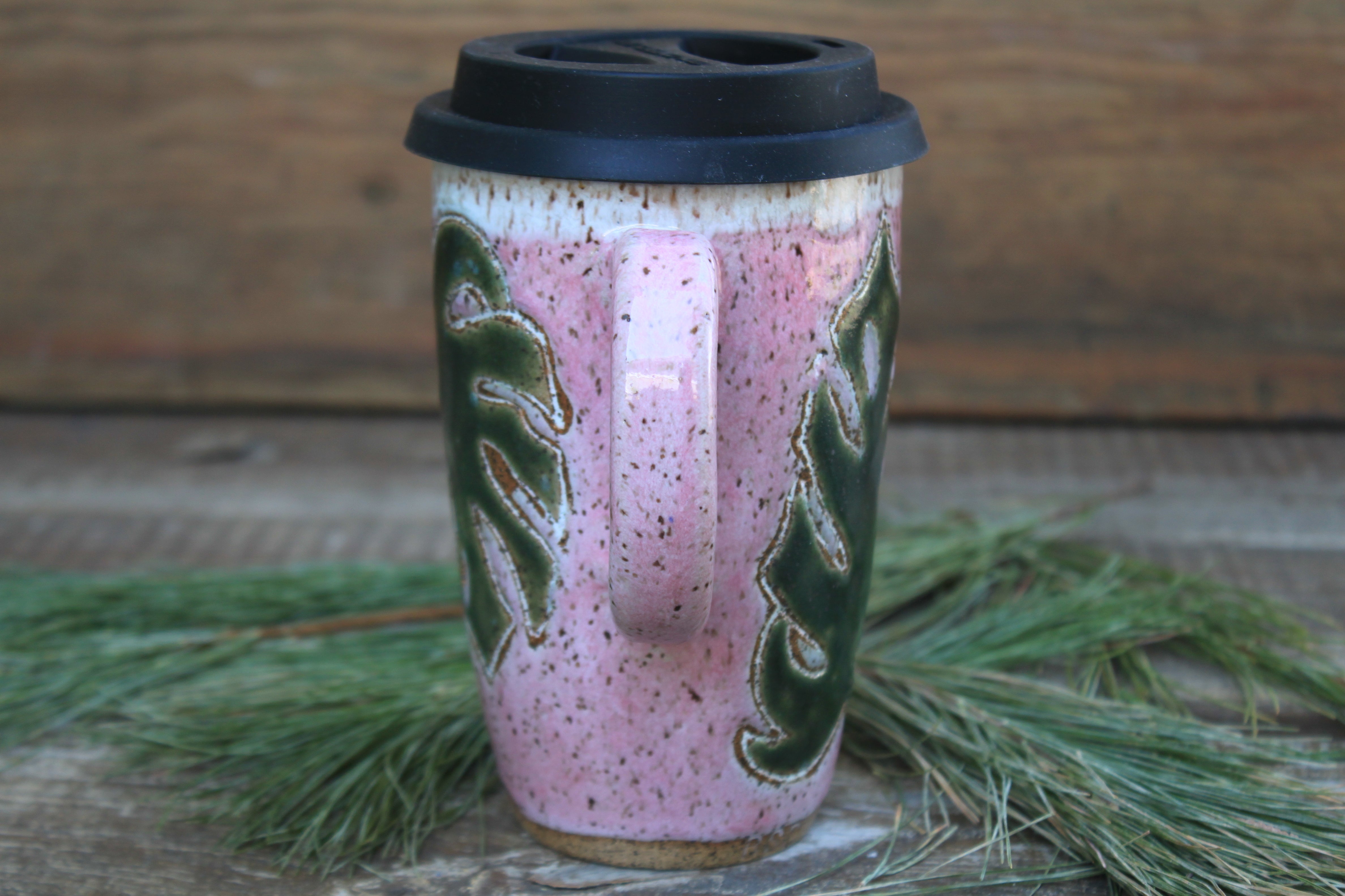 Monstera Madness Carved Travel Mug, 17 oz