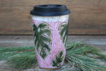 Load image into Gallery viewer, Monstera Madness Carved Travel Mug, 17 oz
