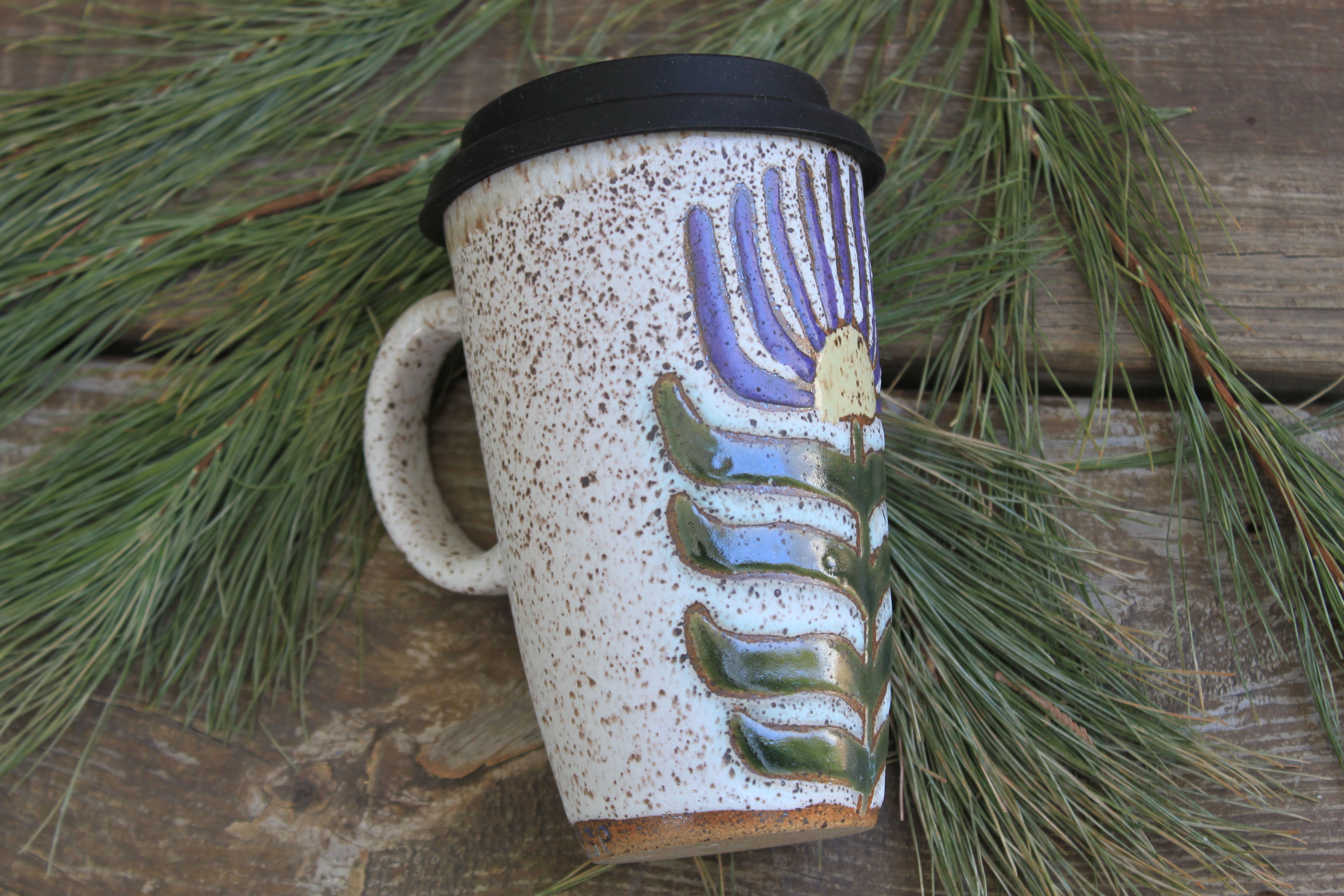 Retro Flower Power Travel Mug, 17 oz