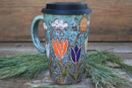 Load image into Gallery viewer, Tulip Fields and Sun Showers Carved Travel Mug, 18 oz

