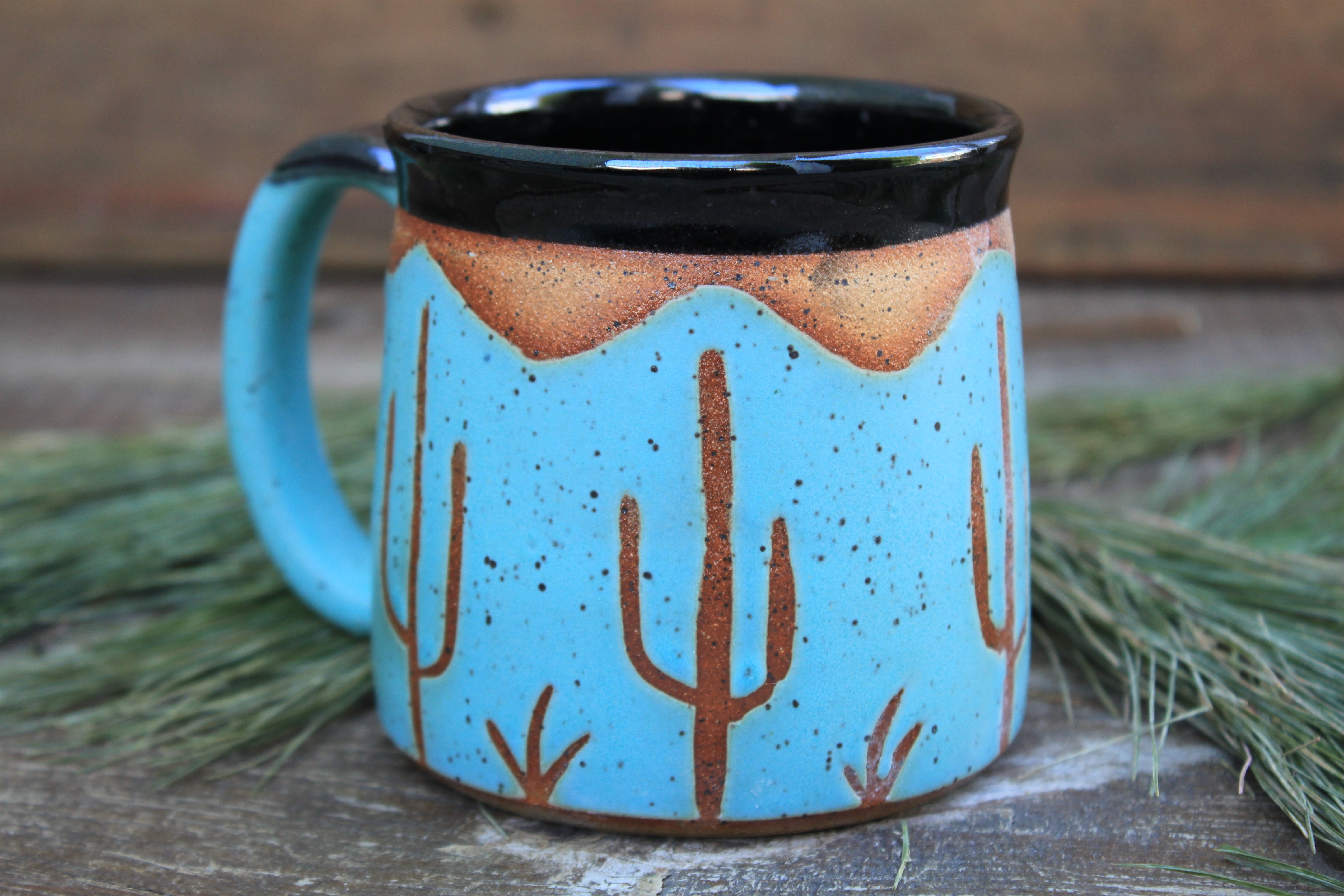 Turquoise Desert Mountain Mug, 15 oz