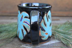 Retro Monstera Madness Carved Mug, 18 oz