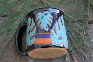 Retro Monstera Madness Carved Mug, 18 oz
