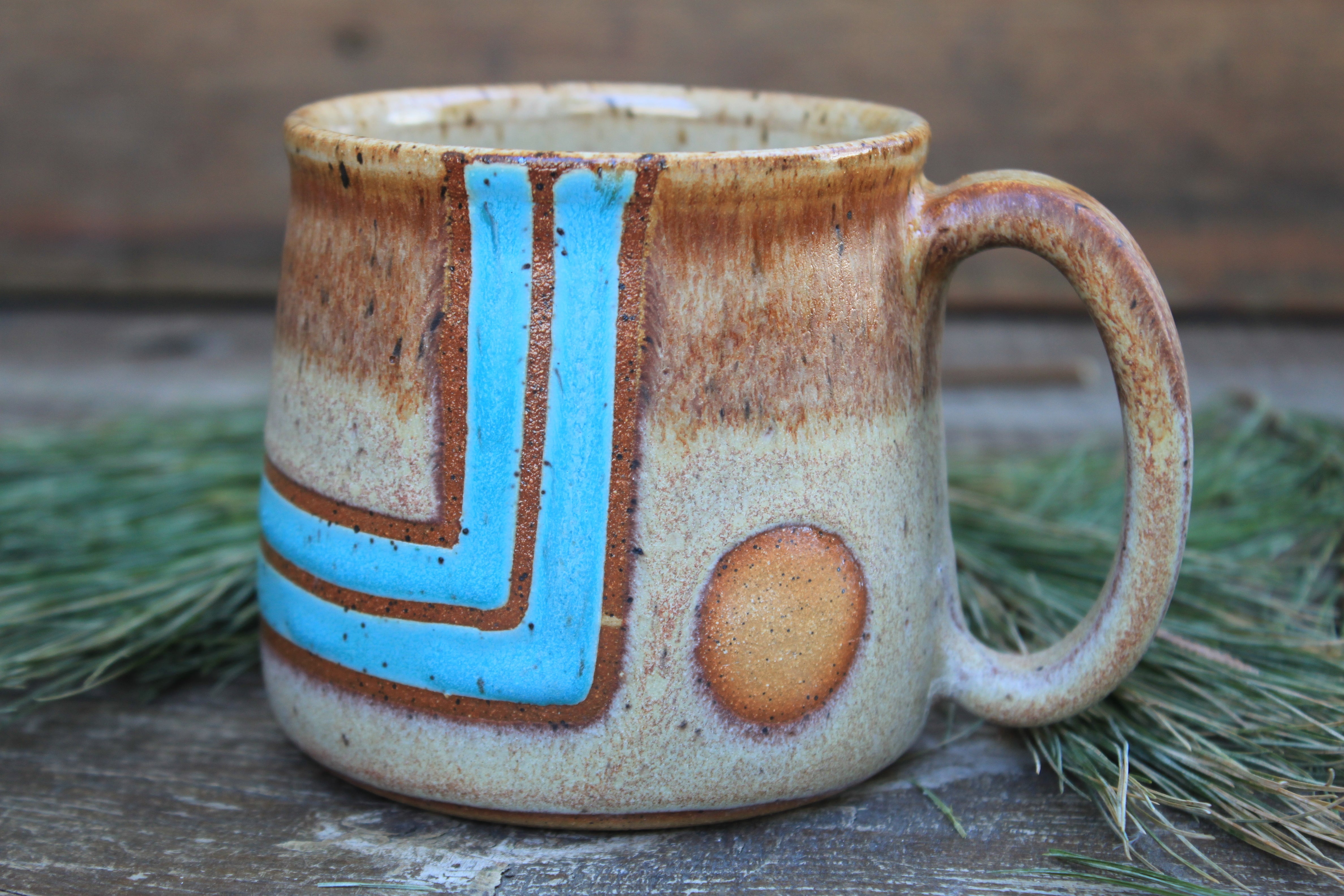 Retro Horizon Sunset Line Mug, 16 oz
