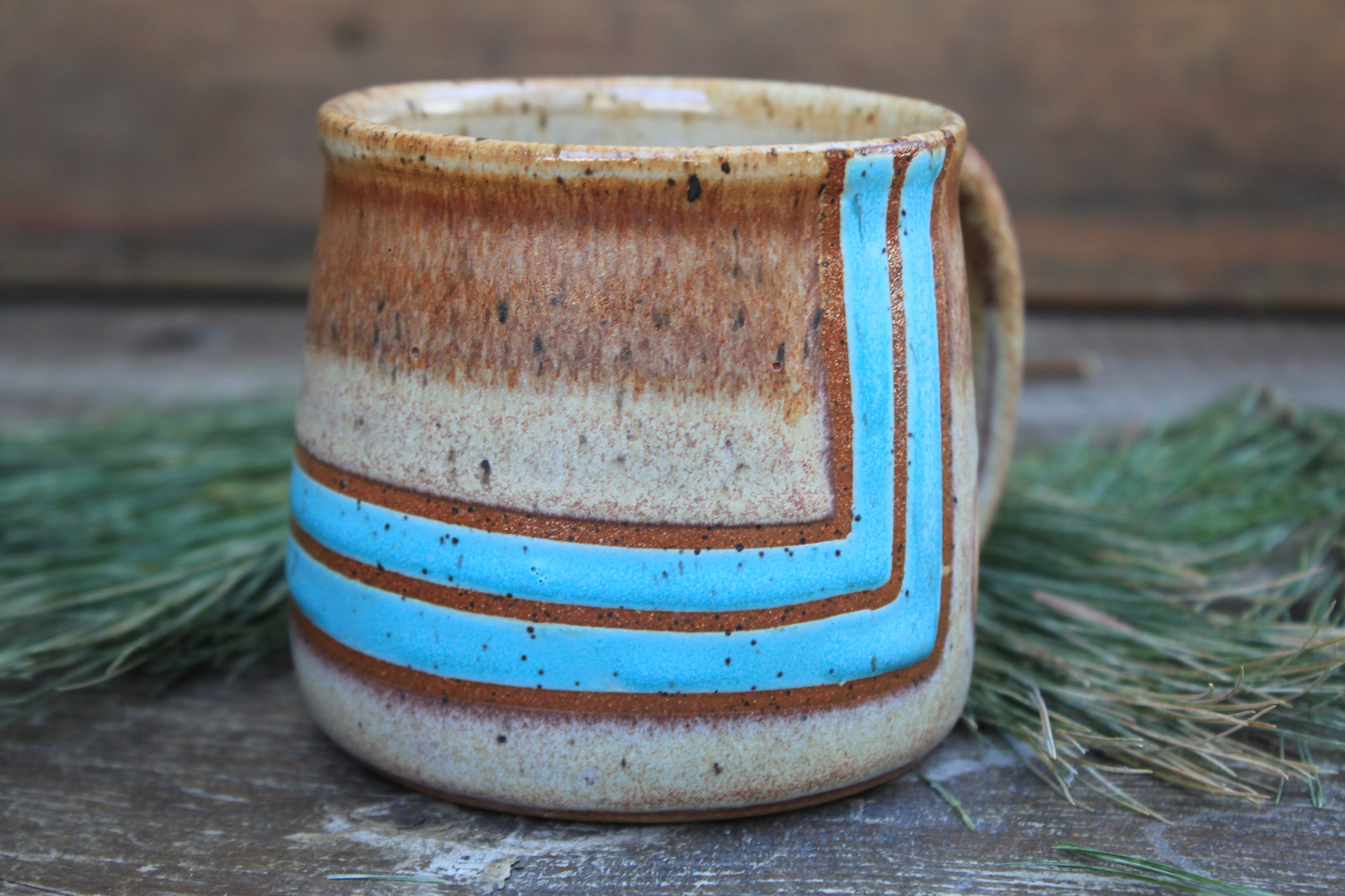 Retro Horizon Sunset Line Mug, 16 oz