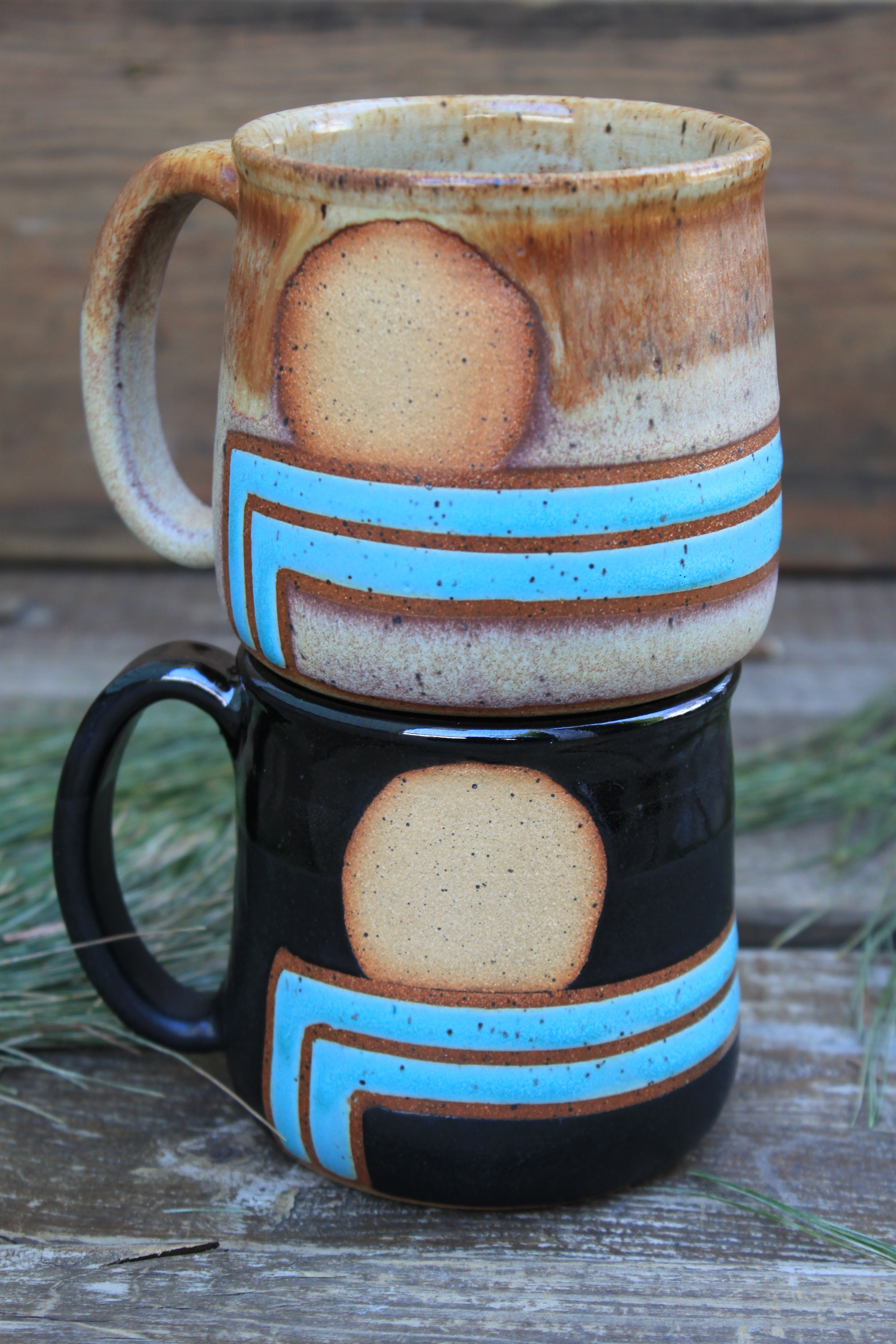 Retro Horizon Sunset Line Mug, 16 oz