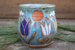 Load image into Gallery viewer, Tulip Fields and Partly Cloudy Skies Carved Mug, 16 oz
