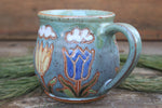 Load image into Gallery viewer, Tulip Fields and Partly Cloudy Skies Carved Mug, 16 oz
