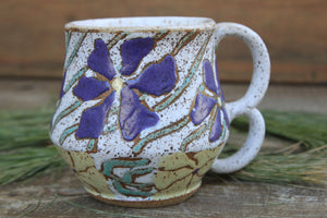 Retro Flower Power Mug with Double Handle, 15 oz